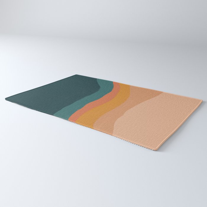 Waves On Sunset Hill | Waves Texture Design Rug Gallery Image 3