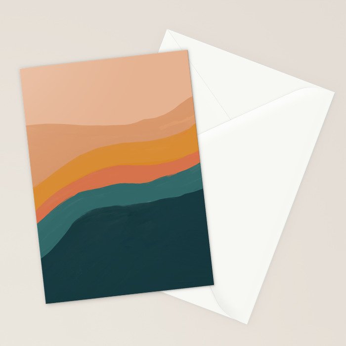 Waves On Sunset Hill | Waves Texture Design Stationery Card Gallery Image 2