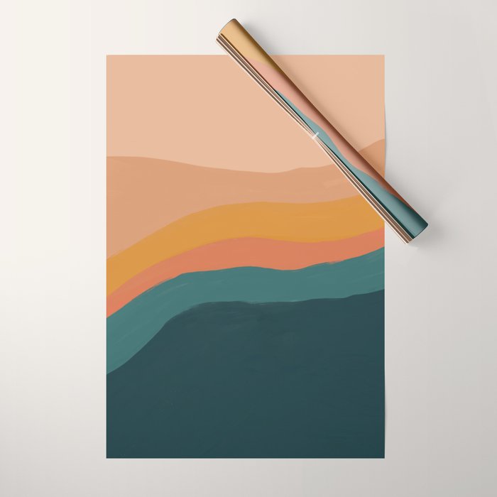 Waves On Sunset Hill | Waves Texture Design Wrapping Paper Gallery Image 1