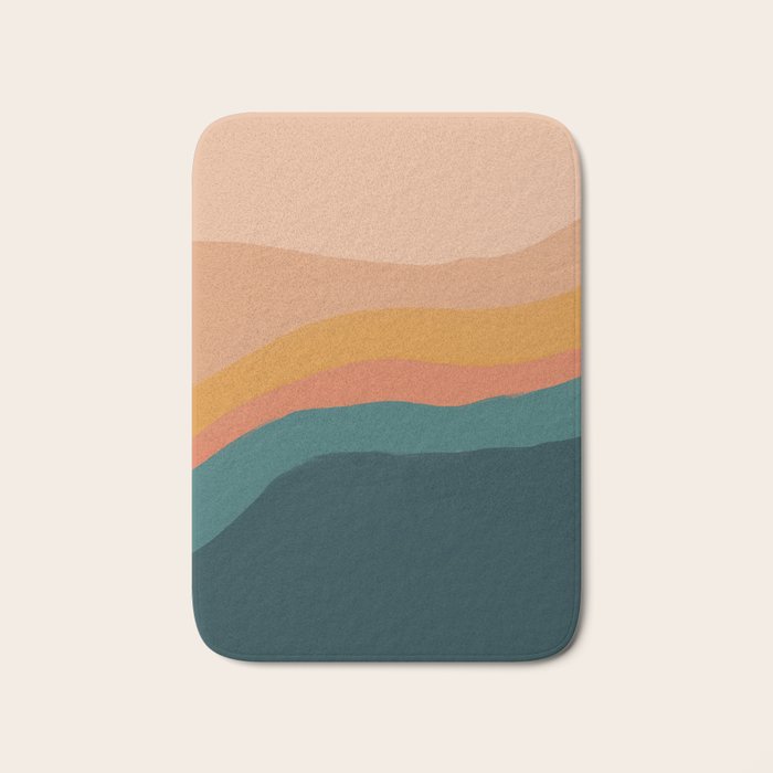 Waves On Sunset Hill | Waves Texture Design Bath Mat Gallery Image 1