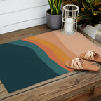 Waves On Sunset Hill | Waves Texture Design Outdoor Rug Gallery Image 2