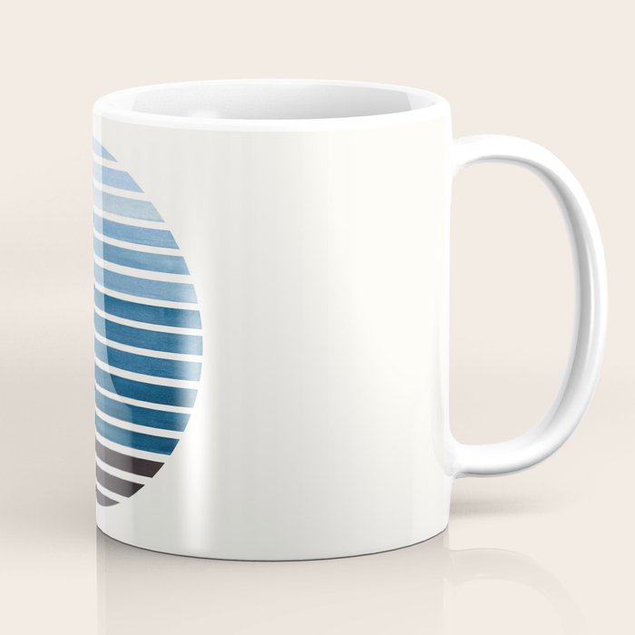 Green Blue Mid Century Modern Minimalist Scandinavian Colorful Stripes Geometric Pattern Round Circl Coffee Mug Gallery Image 1