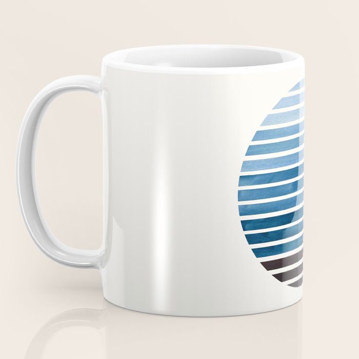 Green Blue Mid Century Modern Minimalist Scandinavian Colorful Stripes Geometric Pattern Round Circl Coffee Mug Gallery Image 3