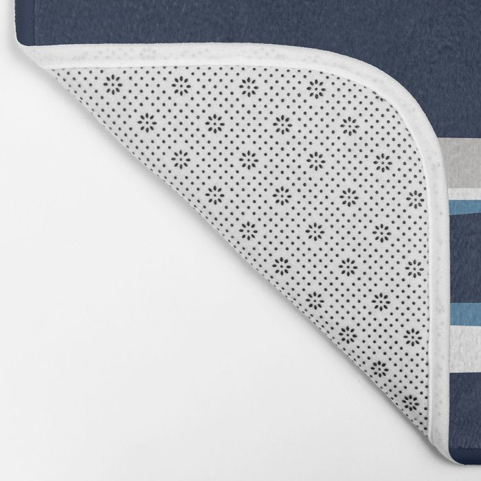 Ocean Beach Striped Landscape, Navy, Blue, Gray Bath Mat Gallery Image 2