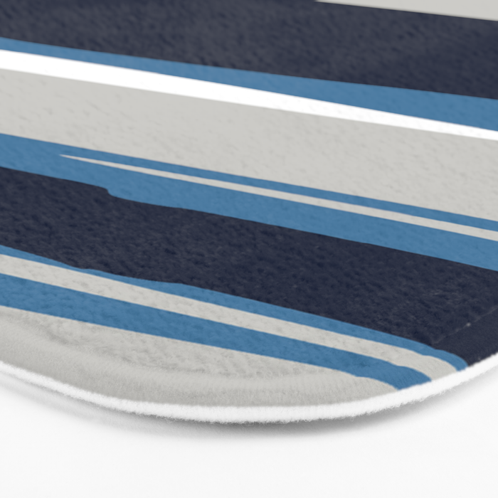 Ocean Beach Striped Landscape, Navy, Blue, Gray Bath Mat Gallery Image 3