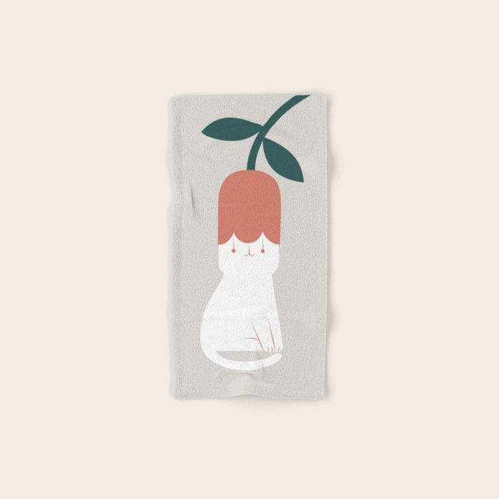 Cat and Plants: Flower Fragrance  Bath Towel Gallery Image 1