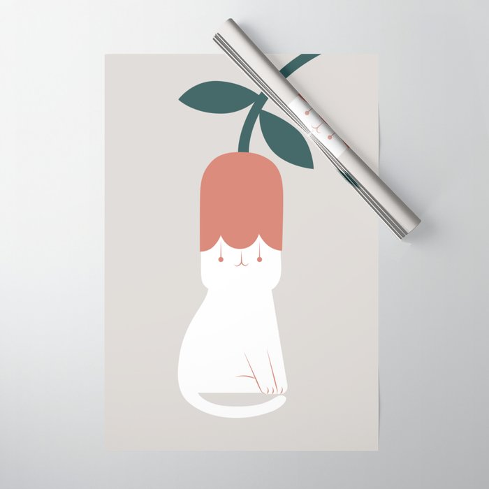 Cat and Plants: Flower Fragrance  Wrapping Paper Gallery Image 1