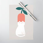 Cat and Plants: Flower Fragrance  Wrapping Paper Gallery Image 1