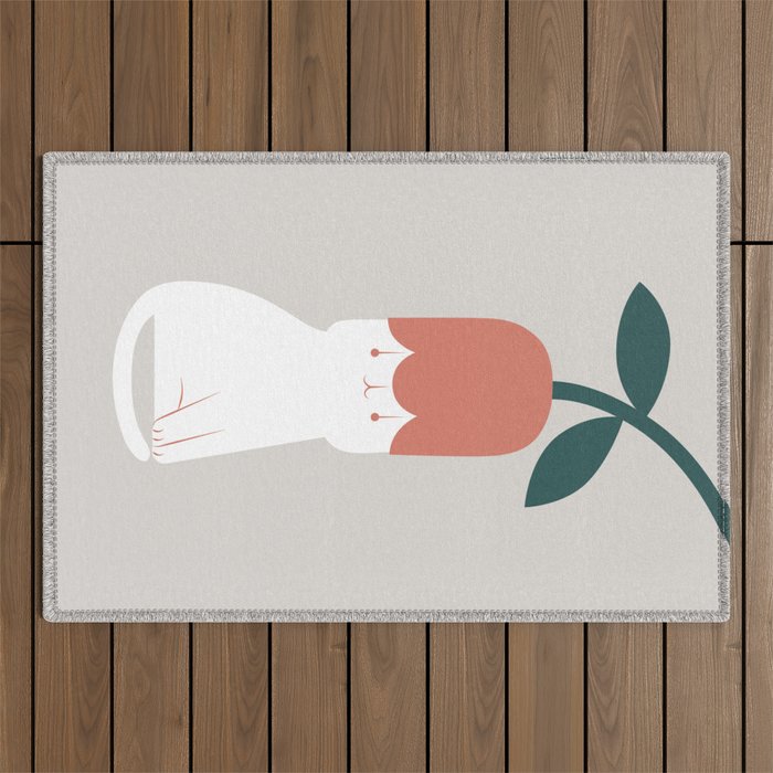 Cat and Plants: Flower Fragrance  Outdoor Rug Gallery Image 1