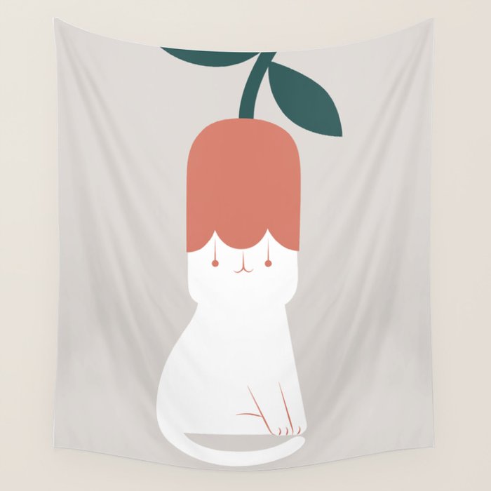 Cat and Plants: Flower Fragrance  Wall Tapestry Gallery Image 4