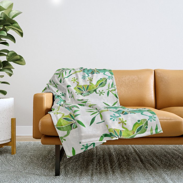 Geckos - Green Palette Throw Blanket Gallery Image 1