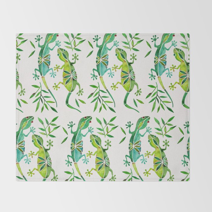Geckos - Green Palette Throw Blanket Gallery Image 2