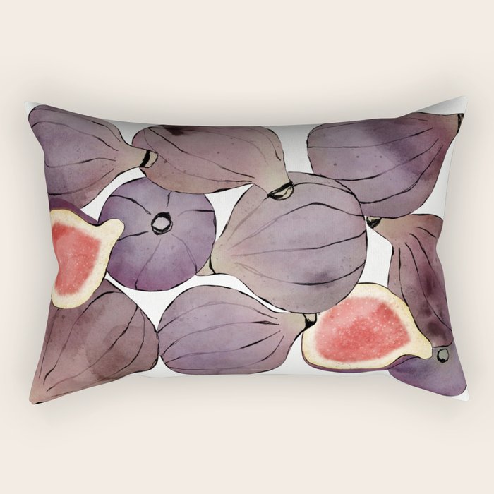 figs still life botanical watercolor Rectangular Pillow Gallery Image 2