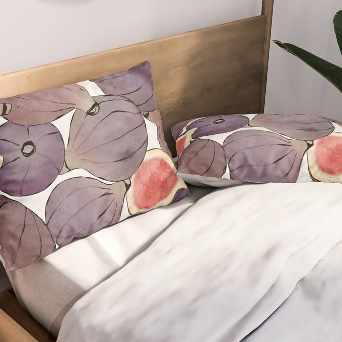 figs still life botanical watercolor Pillow Sham Gallery Image 2