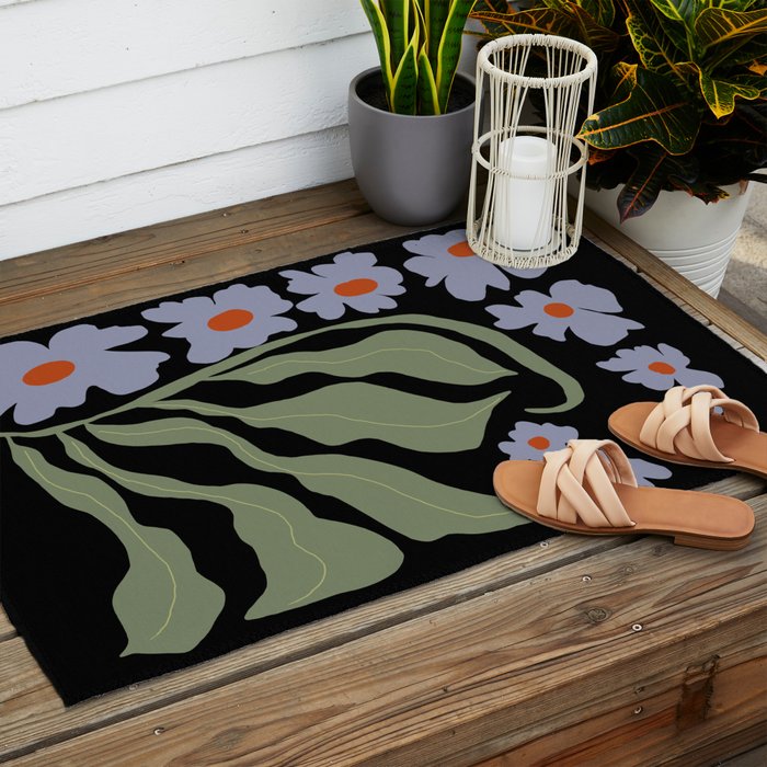 Summer night floral fun Outdoor Rug Gallery Image 2