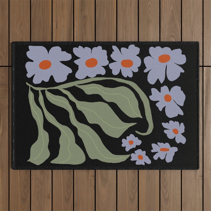 Summer night floral fun Outdoor Rug Gallery Image 1