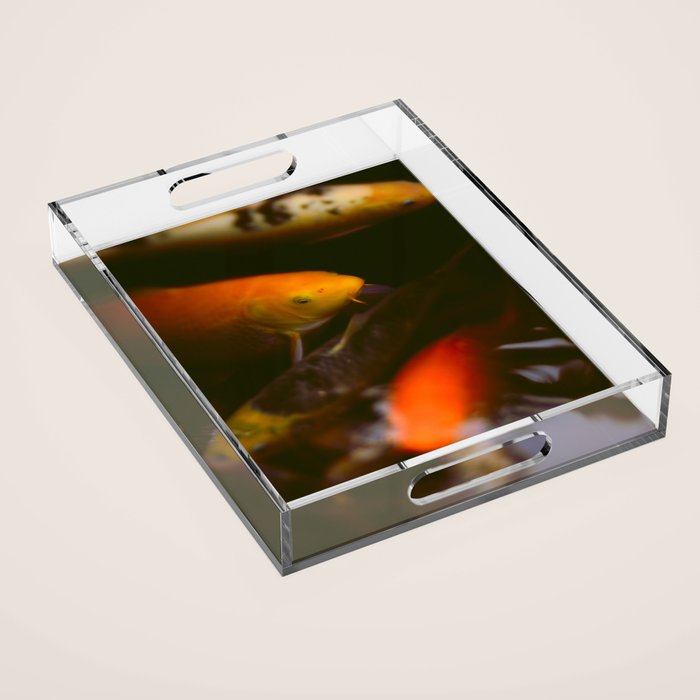 Goldfish and Koi in Summer Pond Acrylic Tray Gallery Image 1