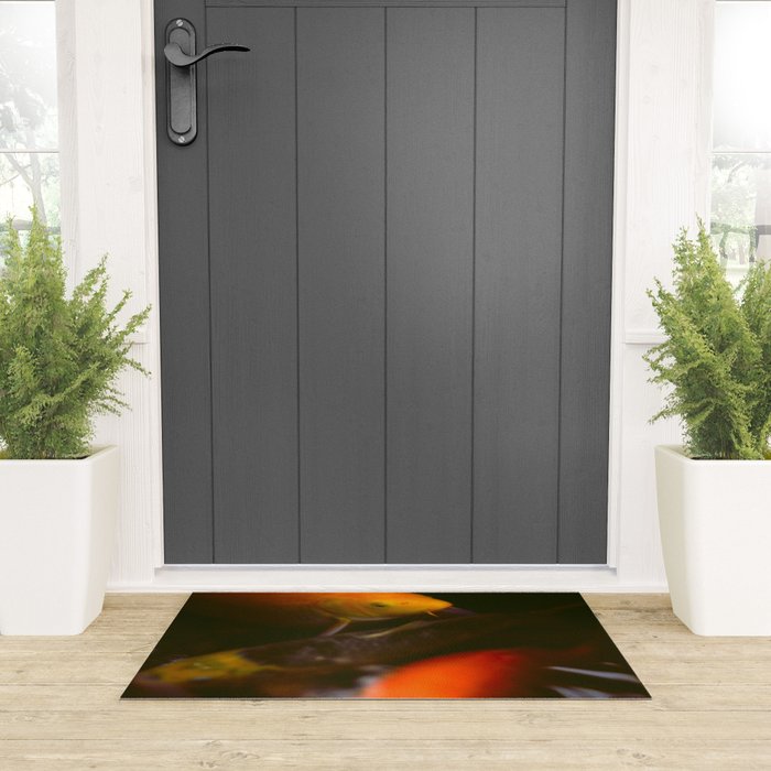Goldfish and Koi in Summer Pond Welcome Mat Gallery Image 3