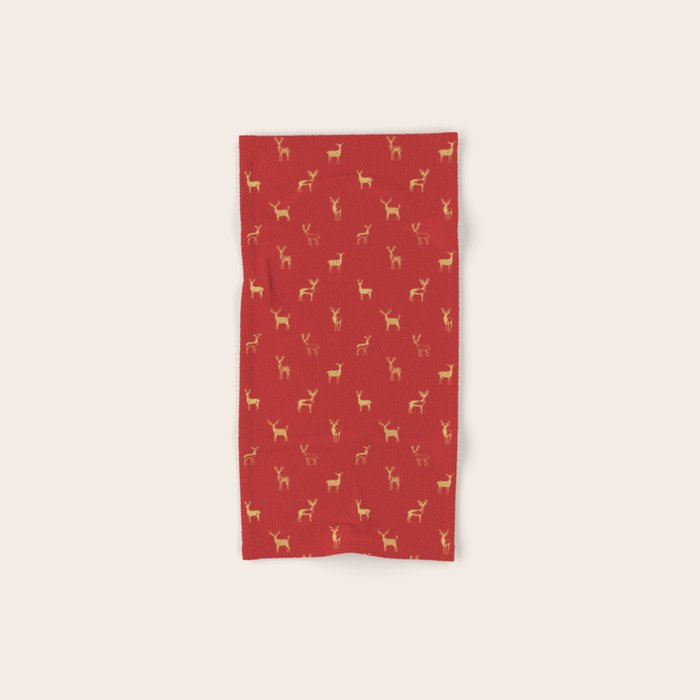 Vintage christmas deer animal pattern art Bath Towel Gallery Image 1