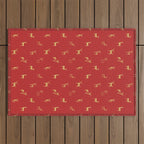 Vintage christmas deer animal pattern art Outdoor Rug Gallery Image 1