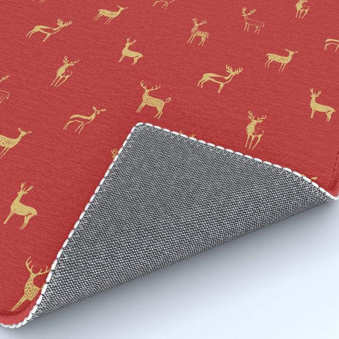Vintage christmas deer animal pattern art Rug Gallery Image 4