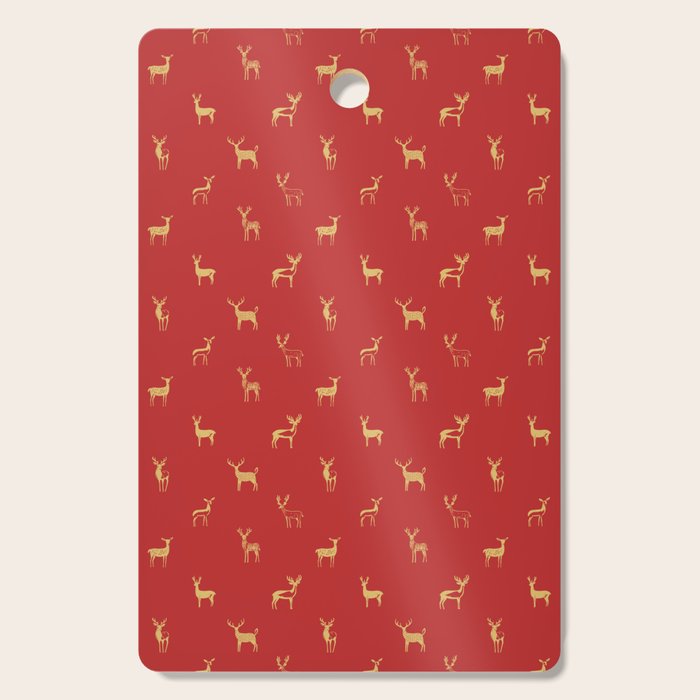Vintage christmas deer animal pattern art Cutting Board Gallery Image 1