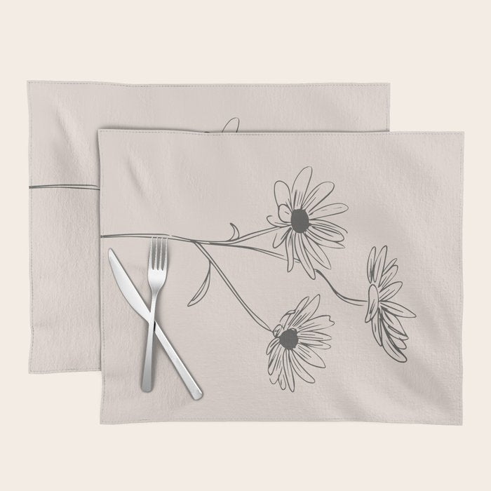 Minimal Line Art Flowers 6 Placemat Gallery Image 1
