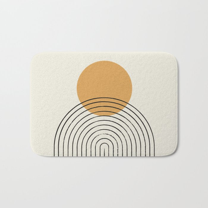 Gold Sun rainbow mid-century full Bath Mat Gallery Image 1