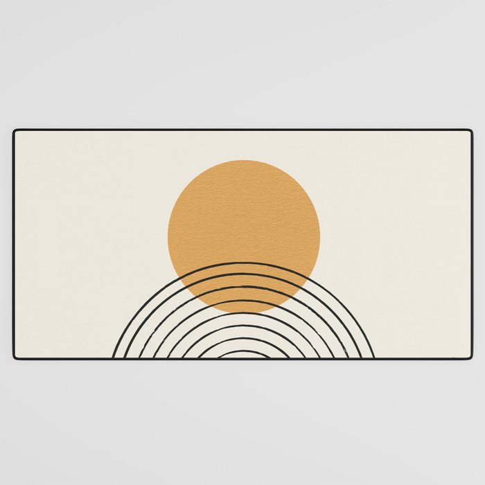 Gold Sun rainbow mid-century full Desk Mat Gallery Image 3