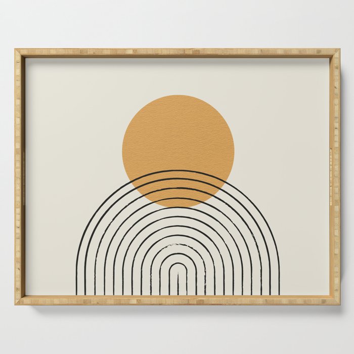 Gold Sun rainbow mid-century full Serving Tray Gallery Image 1