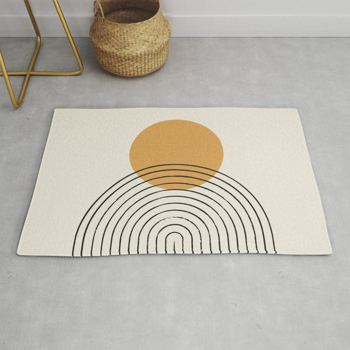 Gold Sun rainbow mid-century full Rug Gallery Image 1