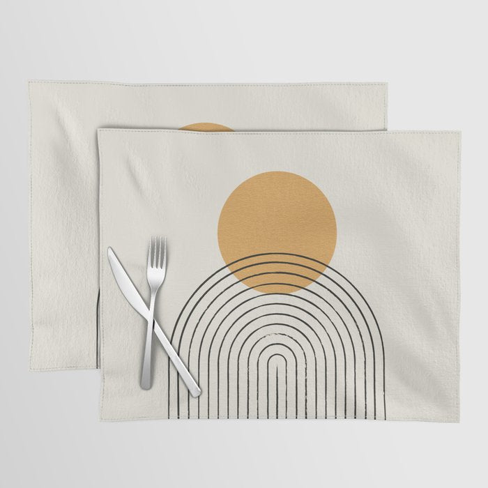 Gold Sun rainbow mid-century full Placemat Gallery Image 1