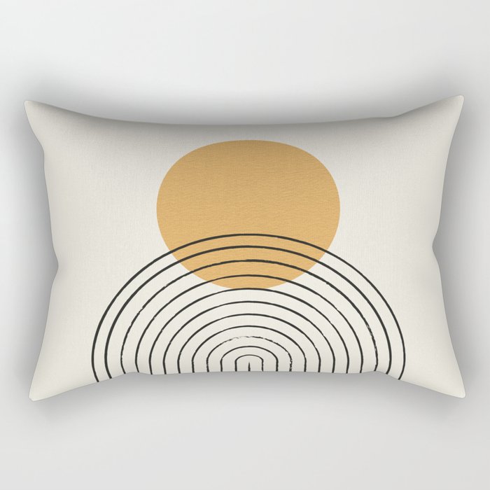 Gold Sun rainbow mid-century full Rectangular Pillow Gallery Image 1