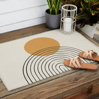 Gold Sun rainbow mid-century full Outdoor Rug Gallery Image 2