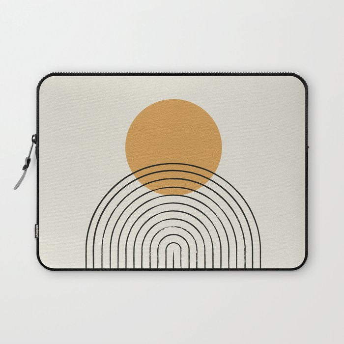 Gold Sun rainbow mid-century full Laptop Sleeve Gallery Image 1