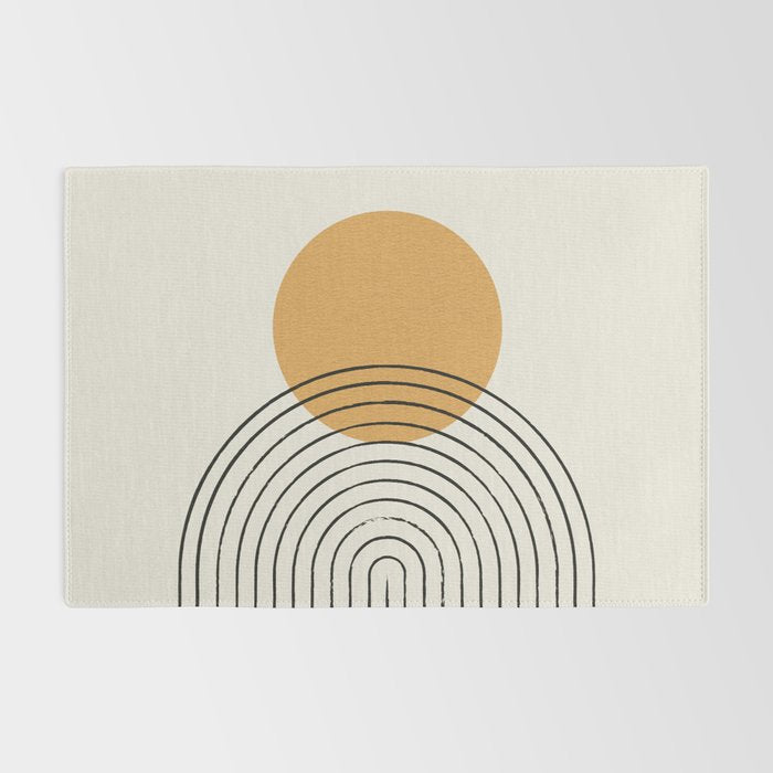 Gold Sun rainbow mid-century full Rug Gallery Image 2