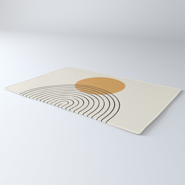 Gold Sun rainbow mid-century full Rug Gallery Image 3