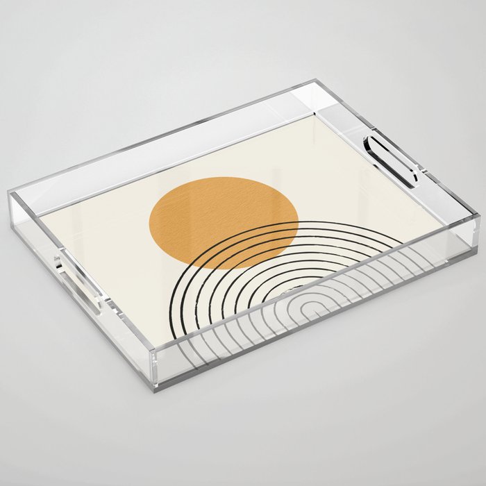 Gold Sun rainbow mid-century full Acrylic Tray Gallery Image 1