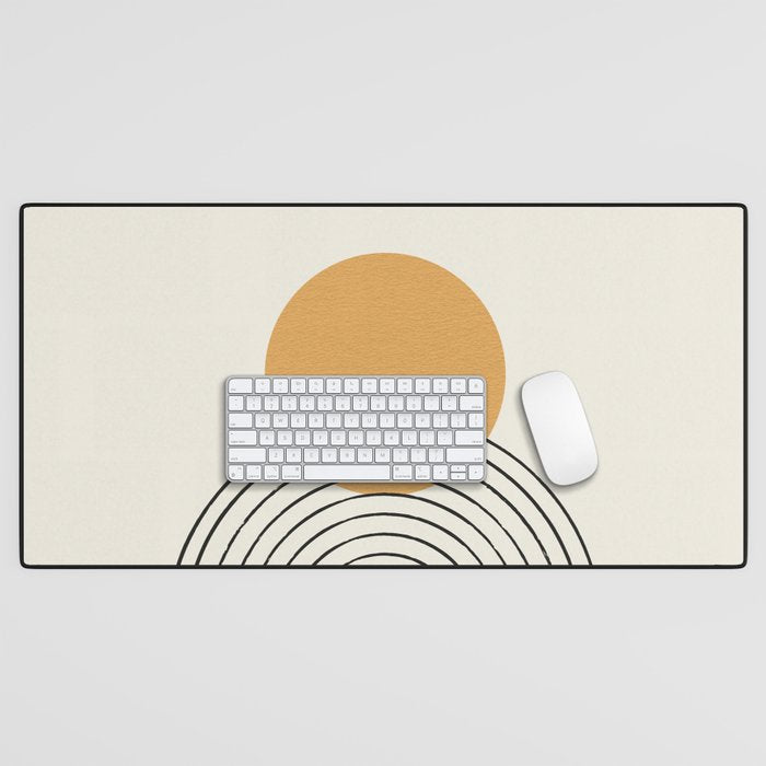 Gold Sun rainbow mid-century full Desk Mat Gallery Image 1