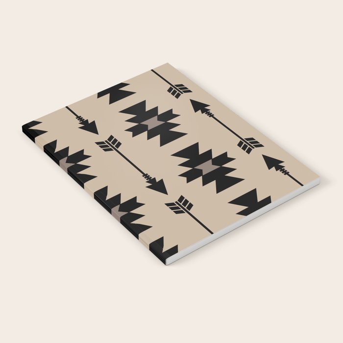 Southwestern Arrow Pattern 232 Black and Beige Notebook Gallery Image 2