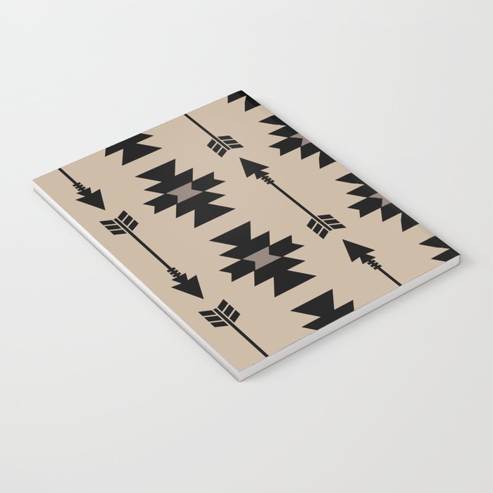 Southwestern Arrow Pattern 232 Black and Beige Notebook Gallery Image 3