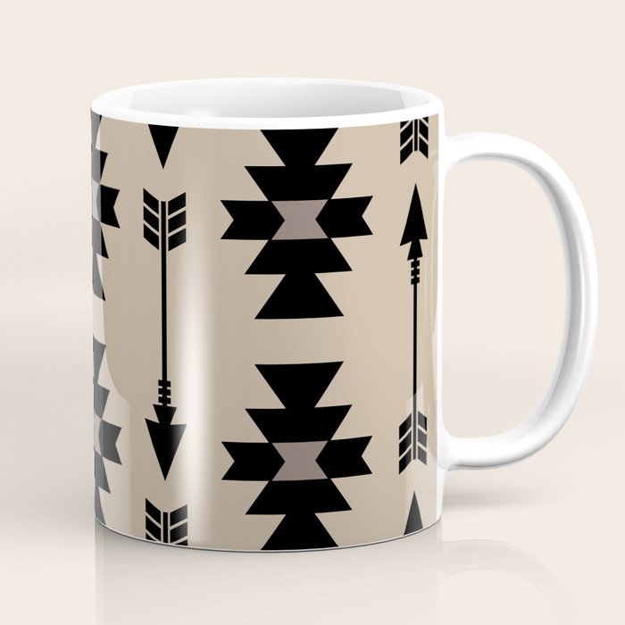 Southwestern Arrow Pattern 232 Black and Beige Coffee Mug Gallery Image 1