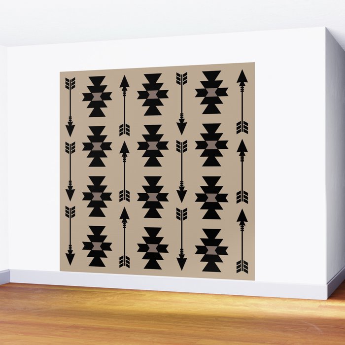 Southwestern Arrow Pattern 232 Black and Beige Wall Mural Gallery Image 2