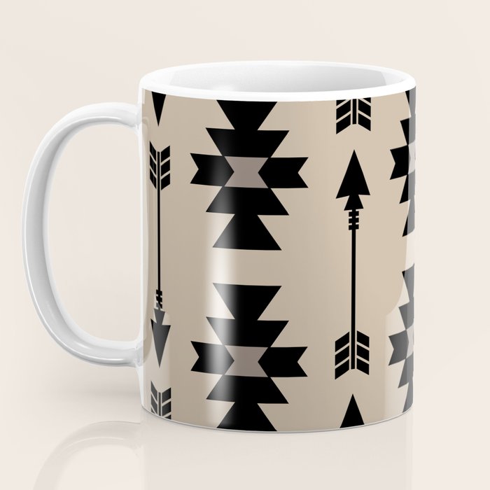 Southwestern Arrow Pattern 232 Black and Beige Coffee Mug Gallery Image 3