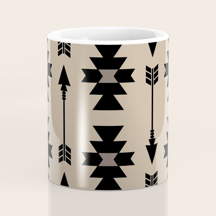 Southwestern Arrow Pattern 232 Black and Beige Coffee Mug Gallery Image 4