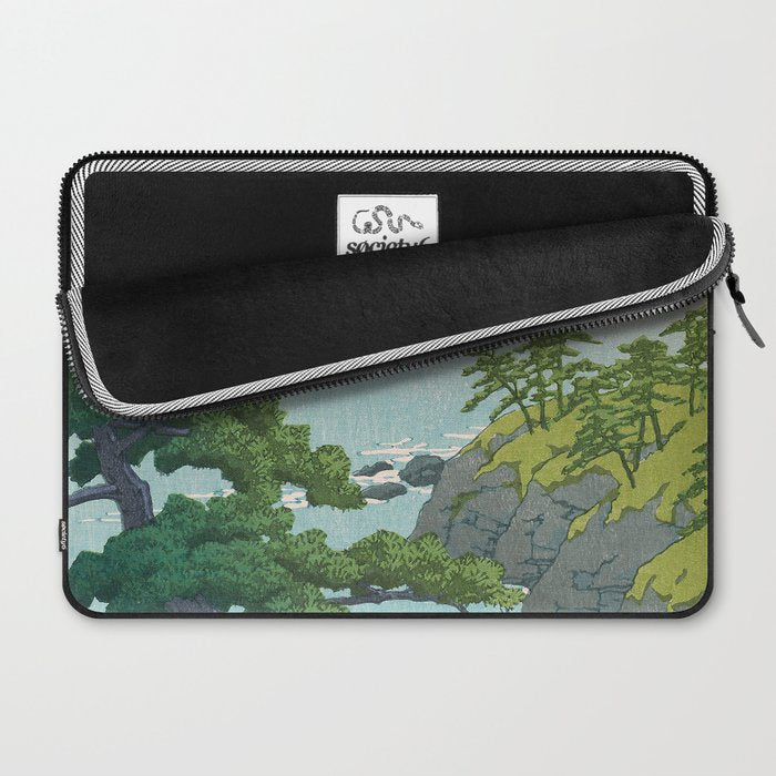 Hasui Kawase, Red Clouds Over The Sea - Vintage Japanese Woodblock Print Art Laptop Sleeve Gallery Image 2
