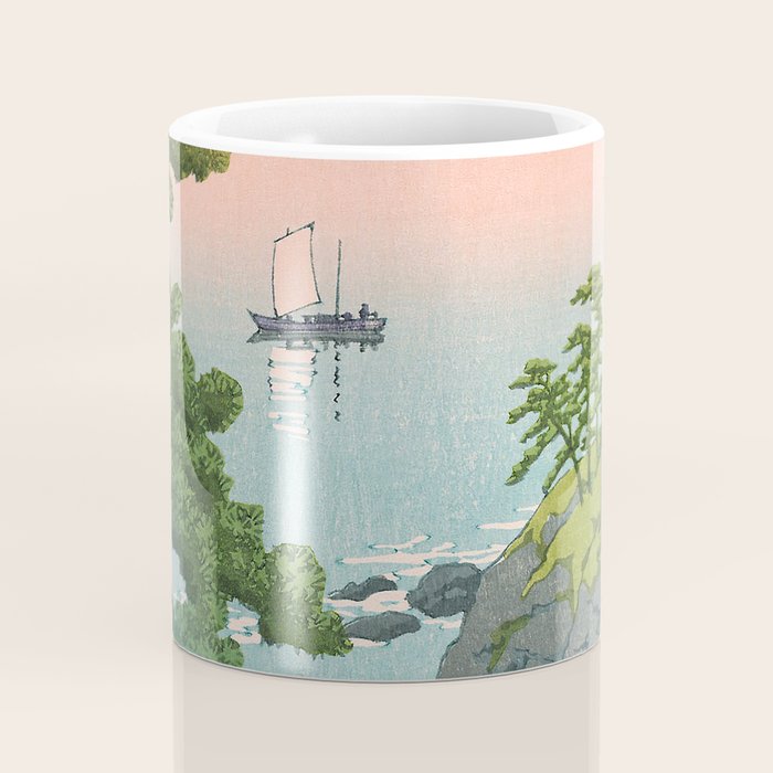 Hasui Kawase, Red Clouds Over The Sea - Vintage Japanese Woodblock Print Art Coffee Mug Gallery Image 4