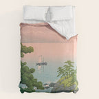 Hasui Kawase, Red Clouds Over The Sea - Vintage Japanese Woodblock Print Art Duvet Cover Gallery Image 6