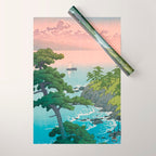 Hasui Kawase, Red Clouds Over The Sea - Vintage Japanese Woodblock Print Art Wrapping Paper Gallery Image 1