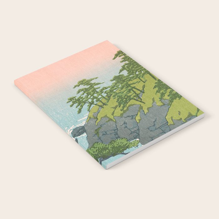 Hasui Kawase, Red Clouds Over The Sea - Vintage Japanese Woodblock Print Art Notebook Gallery Image 2